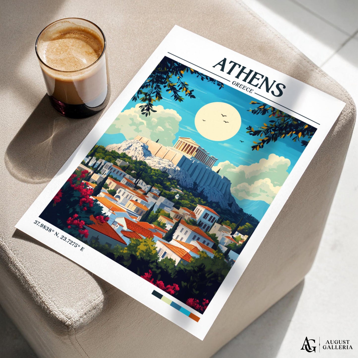 Athens Greece Retro Travel Print