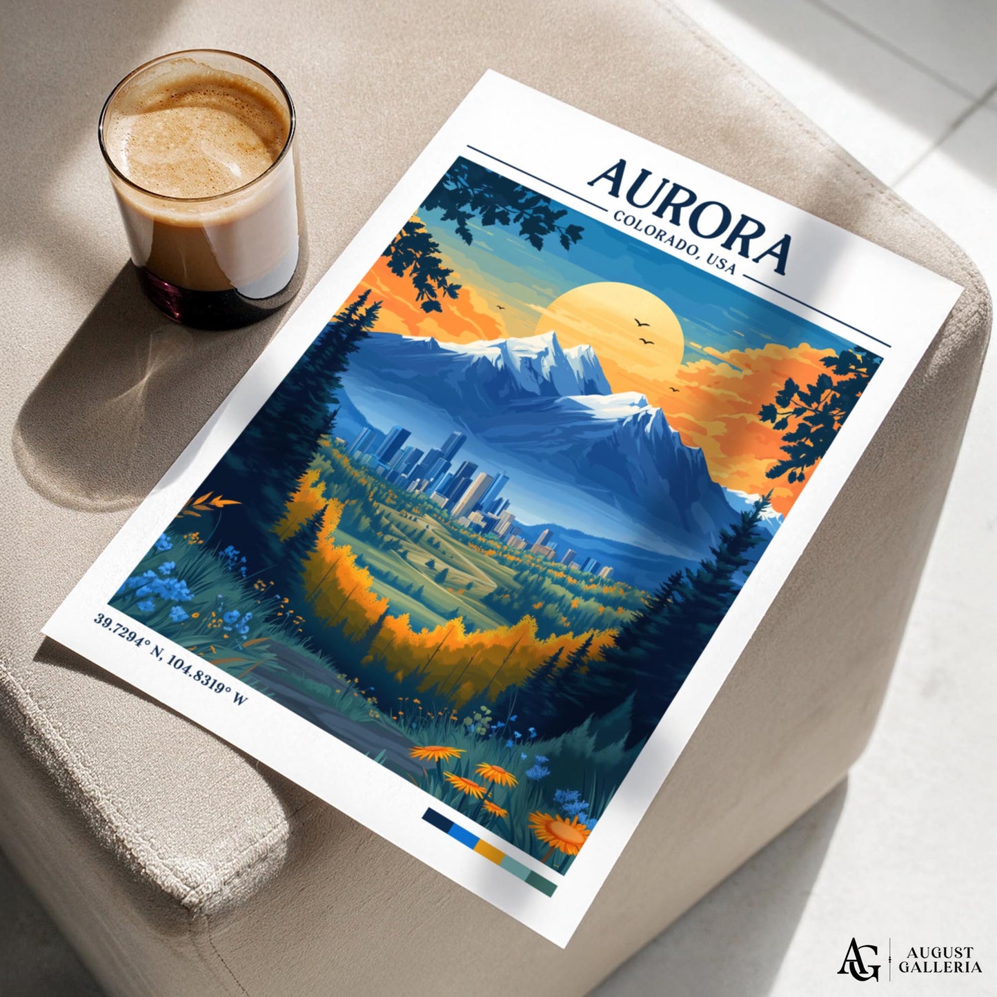 Aurora Colorado Retro Travel Print