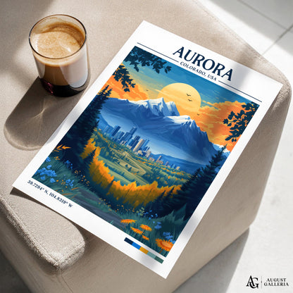 Aurora Colorado Retro Travel Print