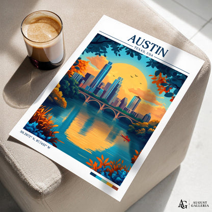 Austin Texas Retro Travel Print