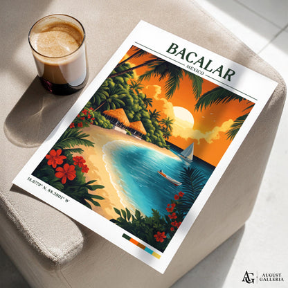 Bacalar Mexico Retro Travel Print