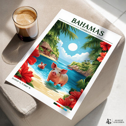 Bahamas Caribbean Retro Travel Print