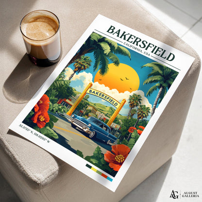 Bakersfield California Retro Travel Print