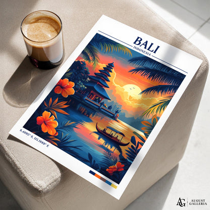 Bali Indonesia Retro Travel Print