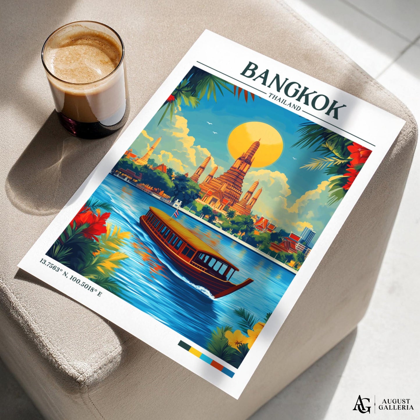 Bangkok Thailand Retro Travel Print