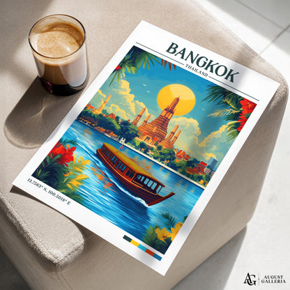 Bangkok Thailand Retro Travel Print