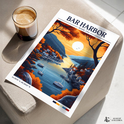 Bar Harbor Retro Travel Print