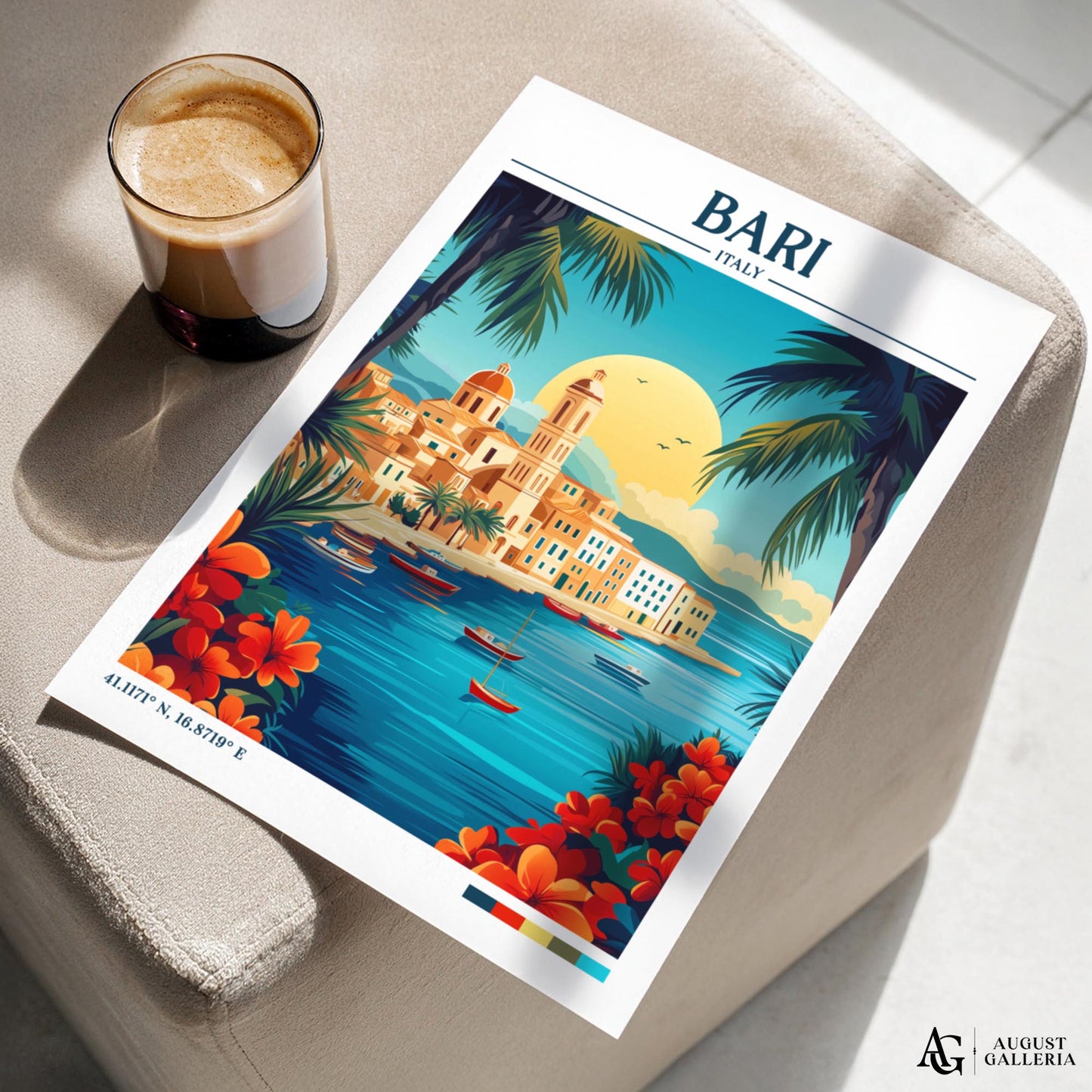 Bari Italy Retro Travel Print