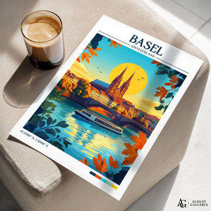 Basel Switzerland Retro Travel Print