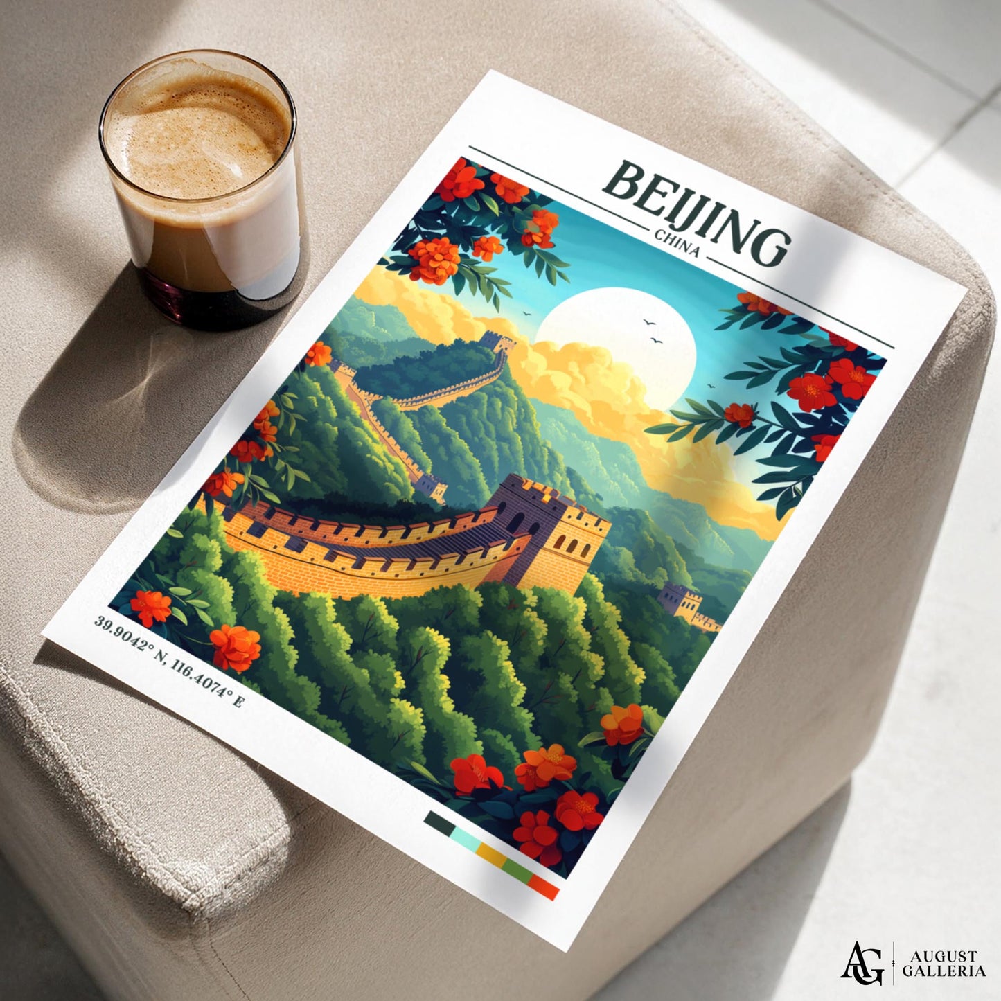 Beijing China Retro Travel Print