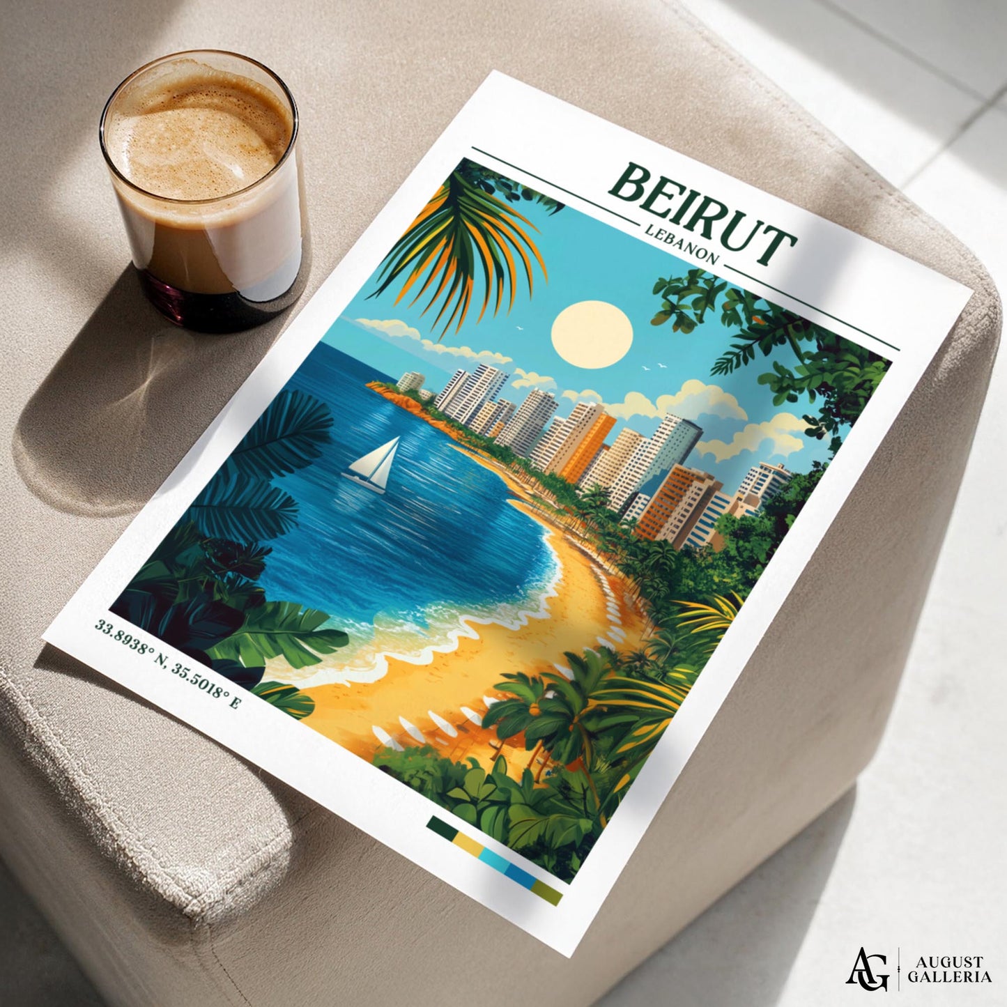 Beirut Lebanon Retro Travel Print