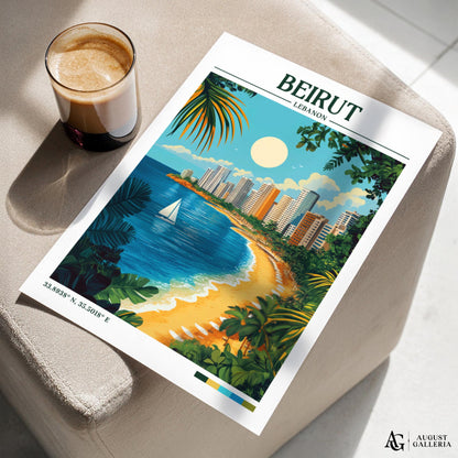 Beirut Lebanon Retro Travel Print