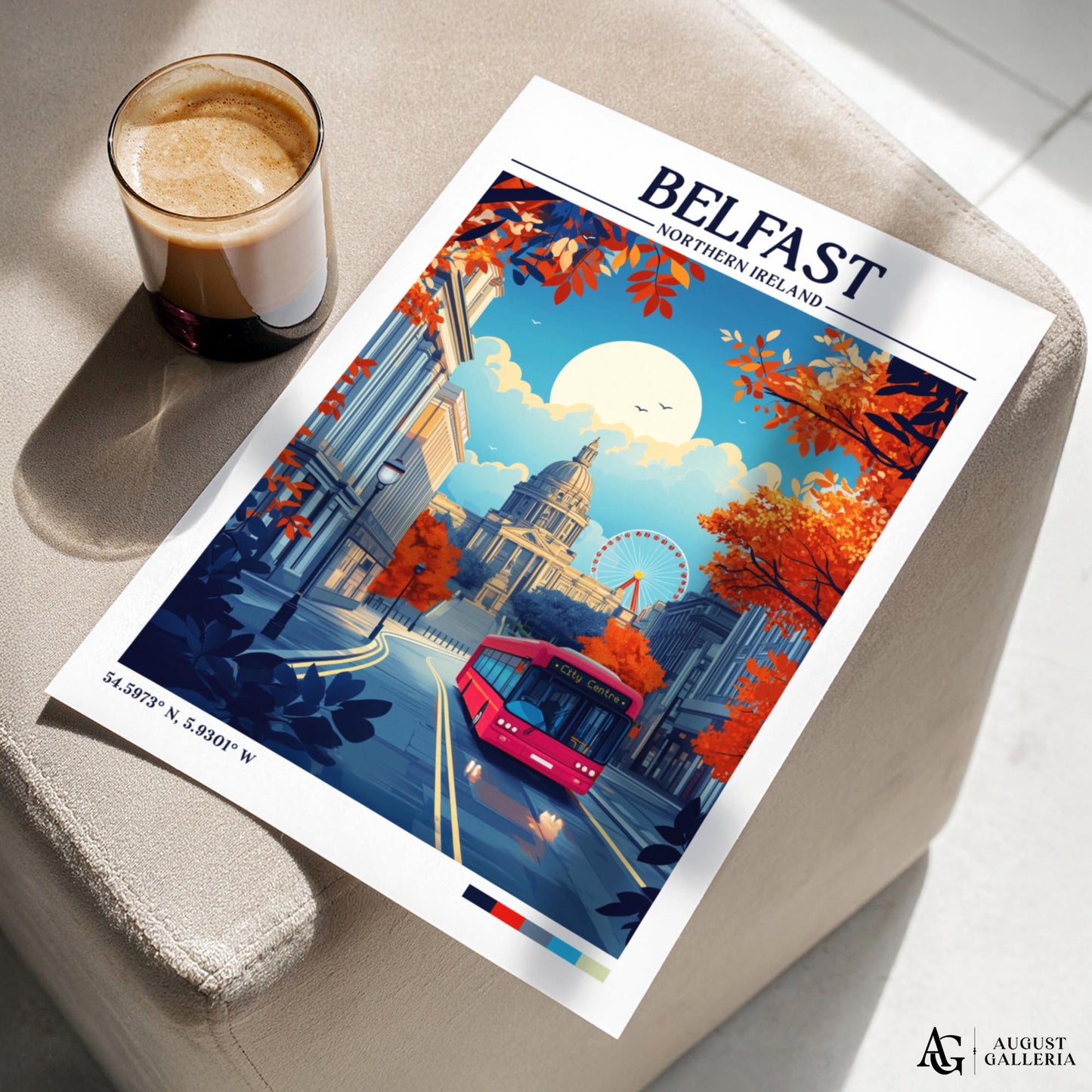 Belfast Northern Ireland Retro Travel Print