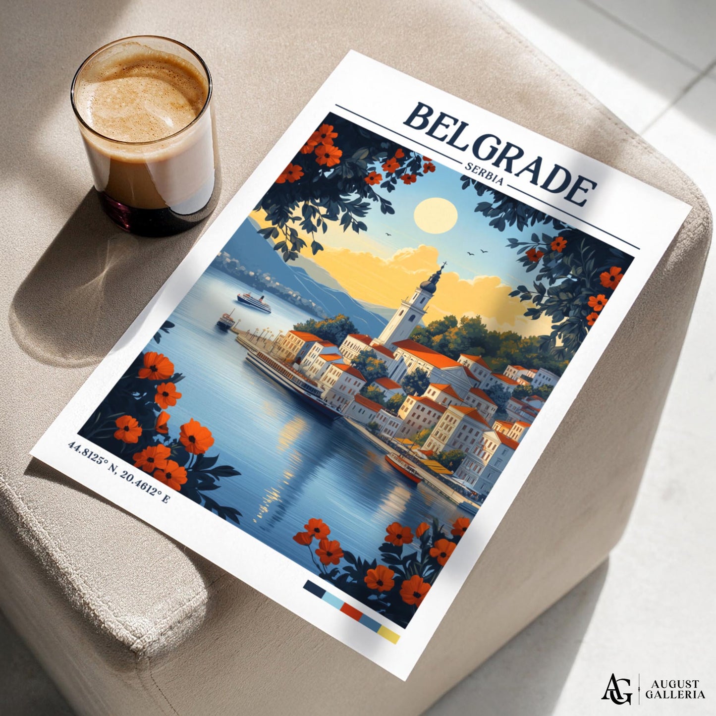 Belgrade Serbia Retro Travel Print
