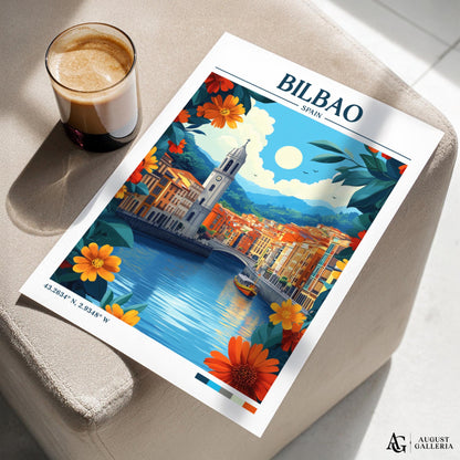 Bilbao Spain Retro Travel Print