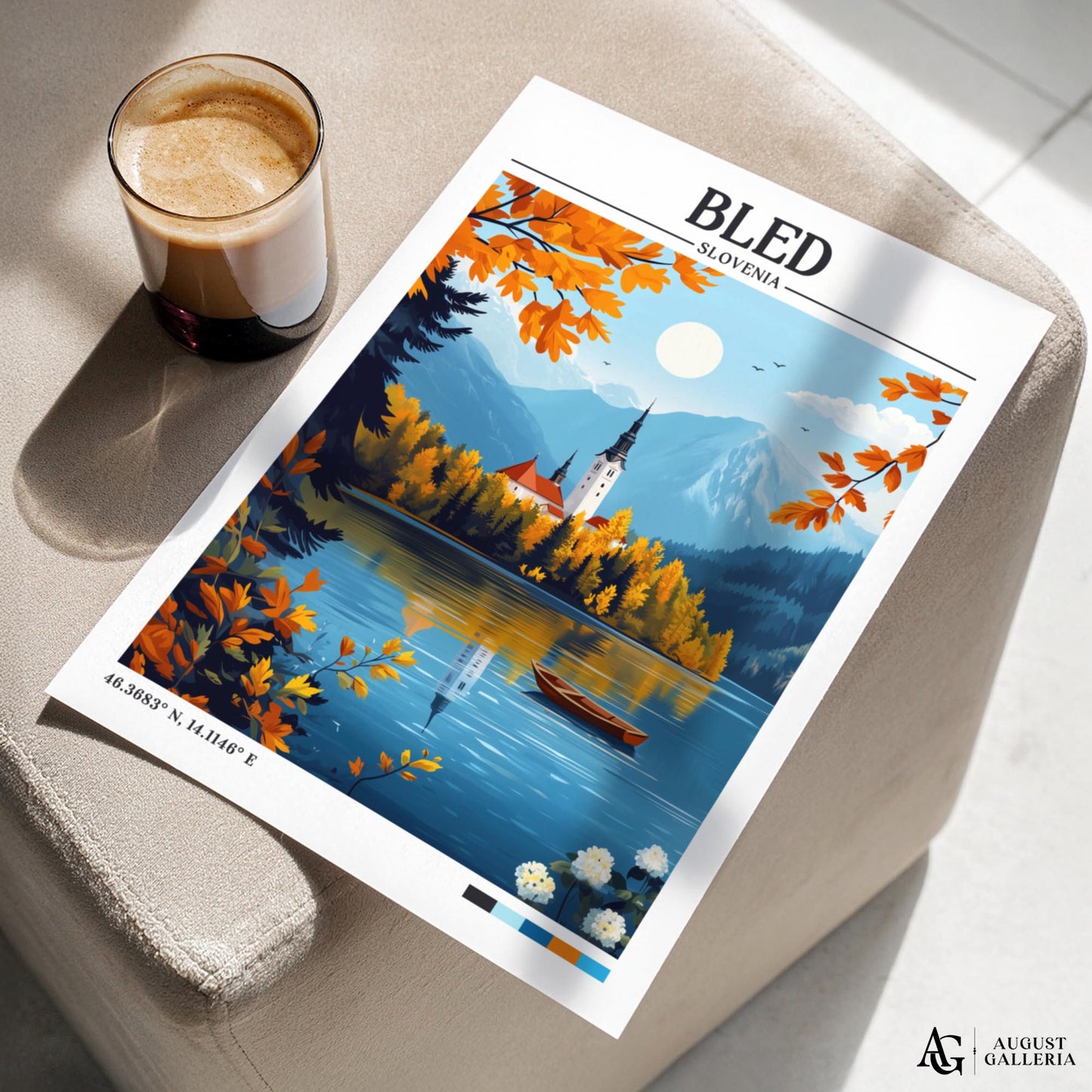 Bled Slovenia Retro Travel Print