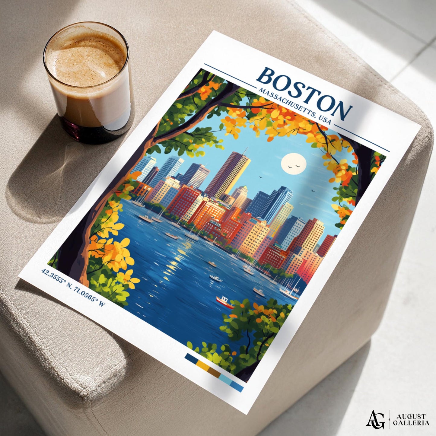 Boston Massachusetts Retro Travel Print