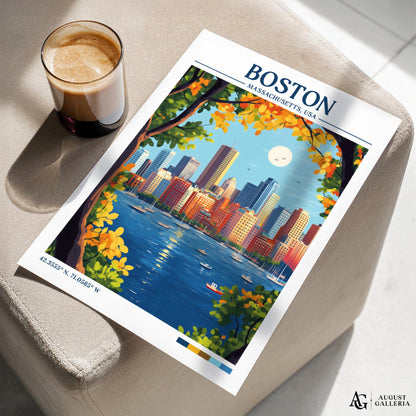 Boston Massachusetts Retro Travel Print