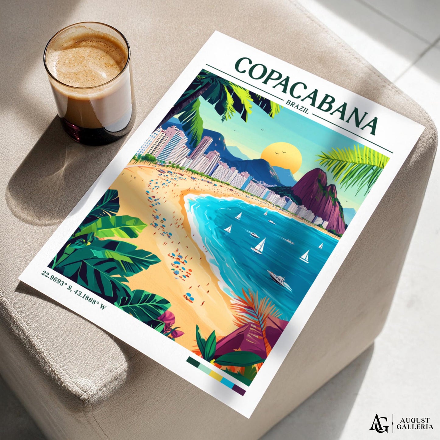 Copacabana Brazil Retro Travel Print