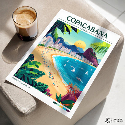 Copacabana Brazil Retro Travel Print