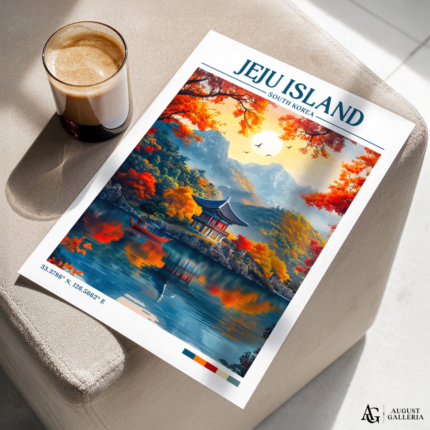 Jeju Island South Korea Retro Travel Print