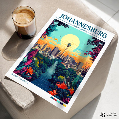 Johannesburg South Africa Retro Travel Print