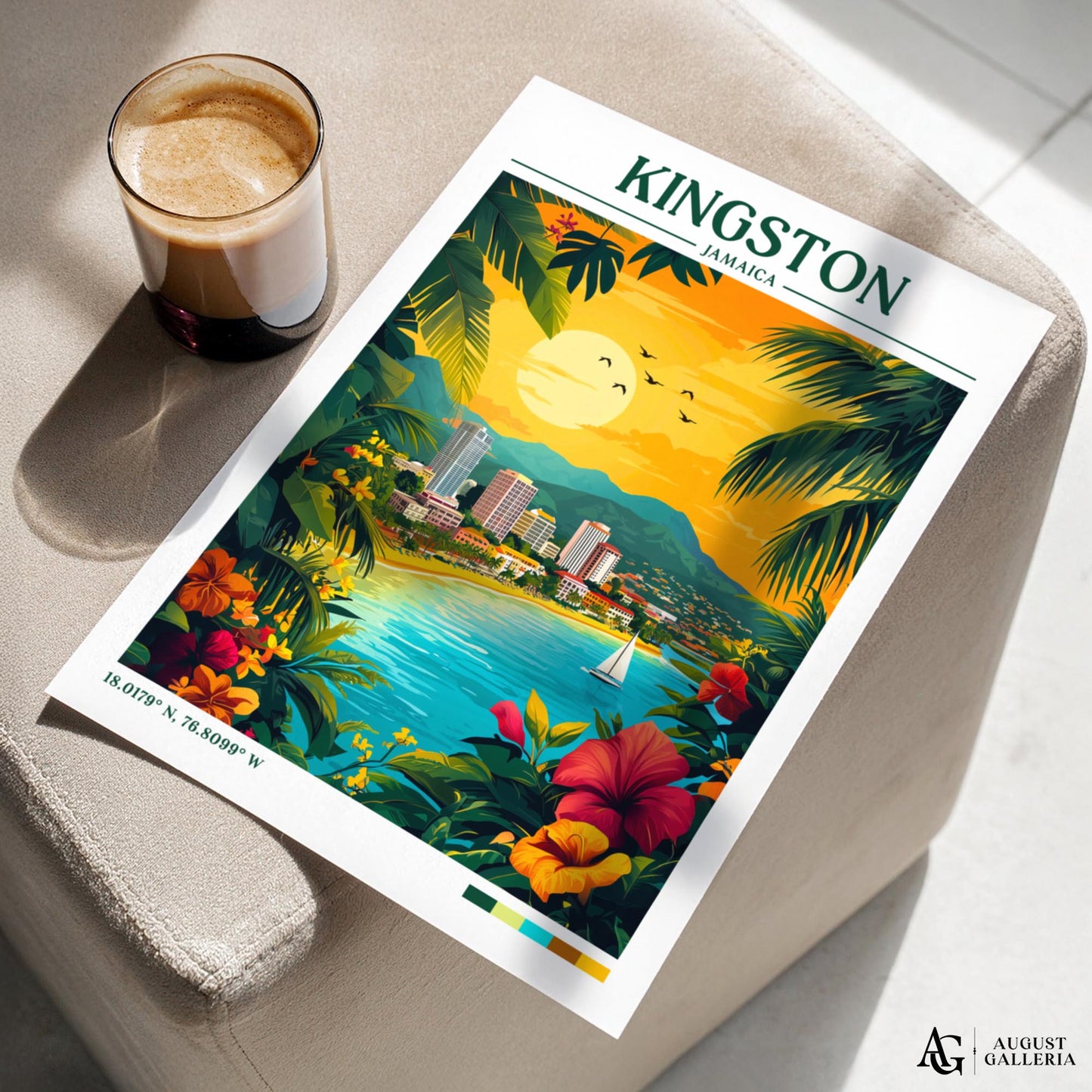 Kingston Jamaica Retro Travel Print