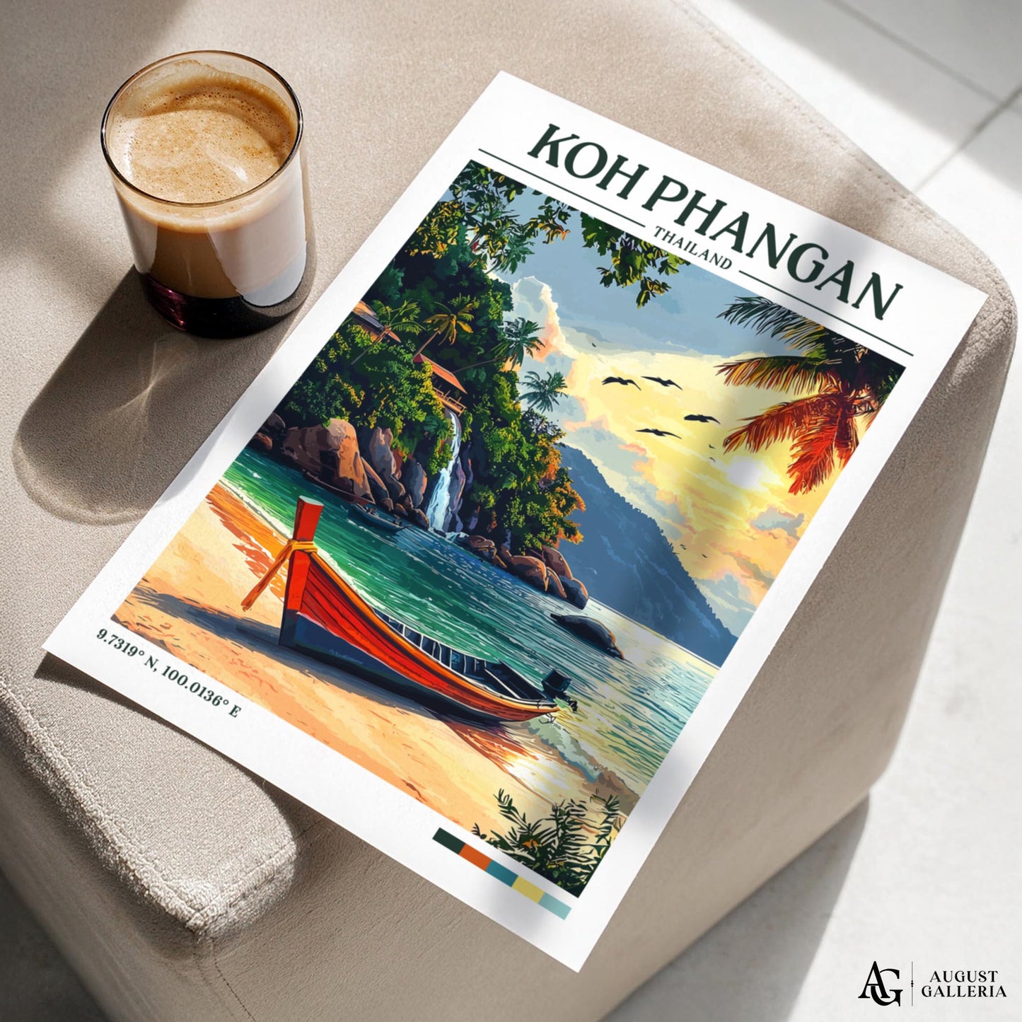 Koh Phangan Thailand Retro Travel Print