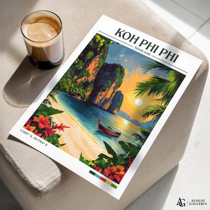 Koh Phi Phi Retro Travel Print
