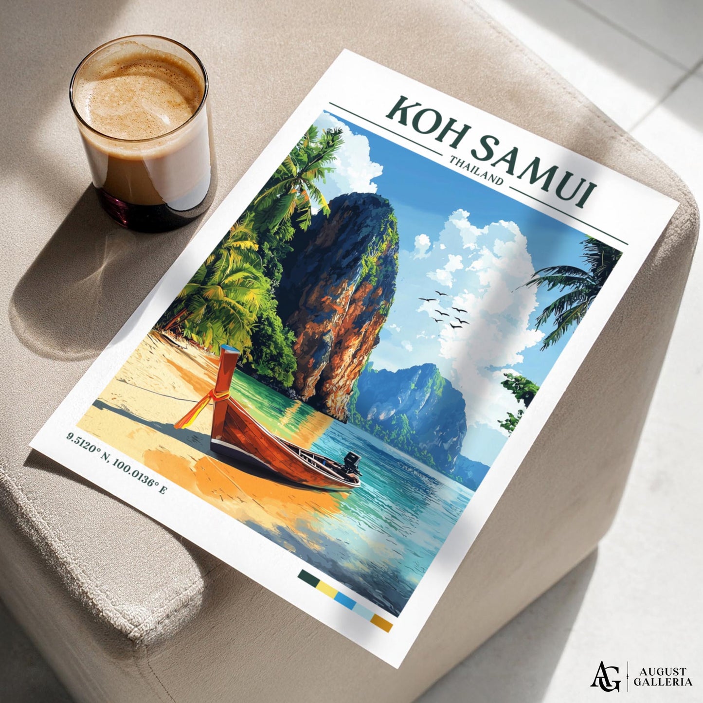 Koh Samui Thailand Retro Travel Print