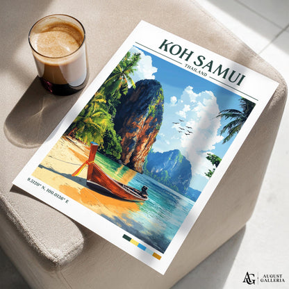 Koh Samui Thailand Retro Travel Print