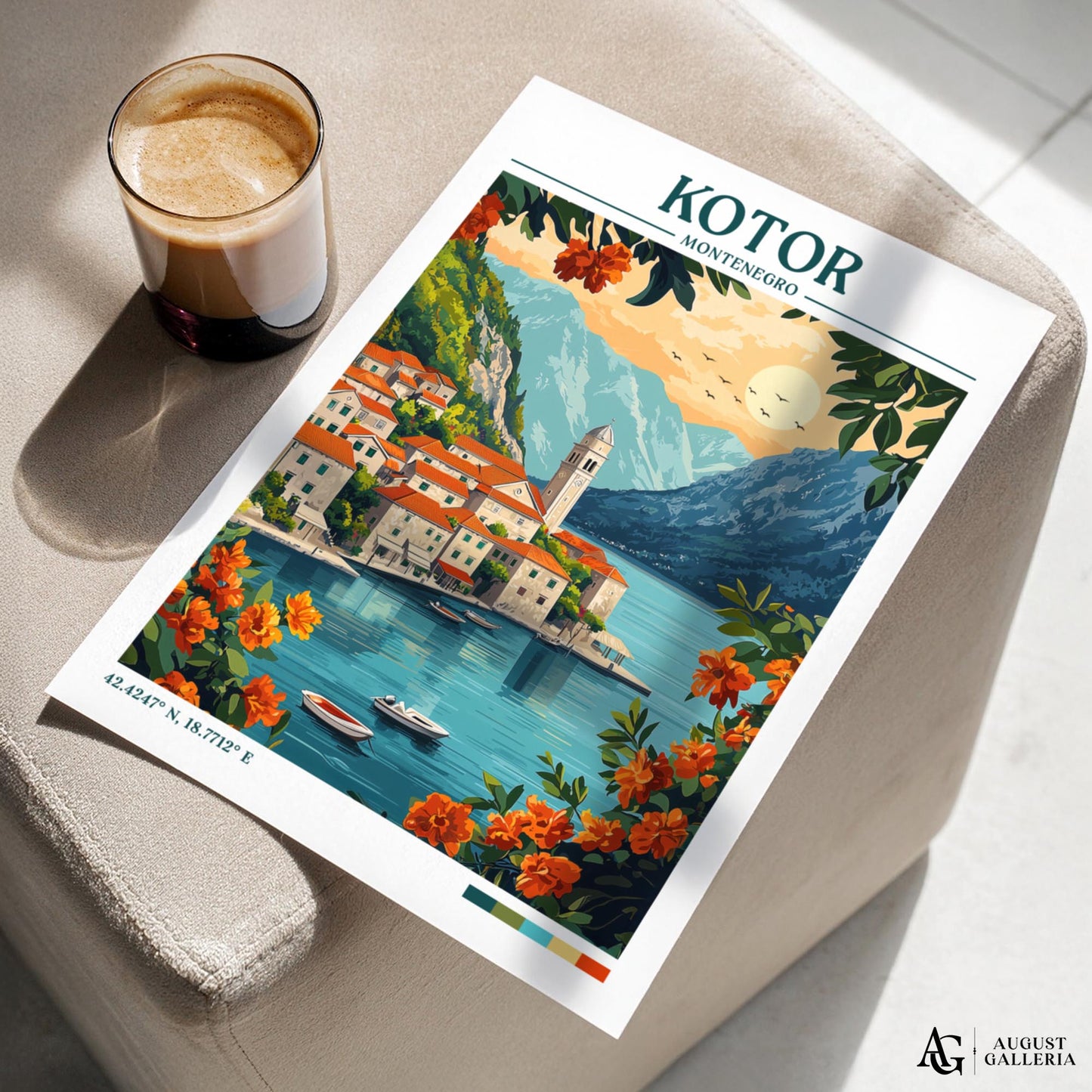 Kotor Montenegro Retro Travel Print
