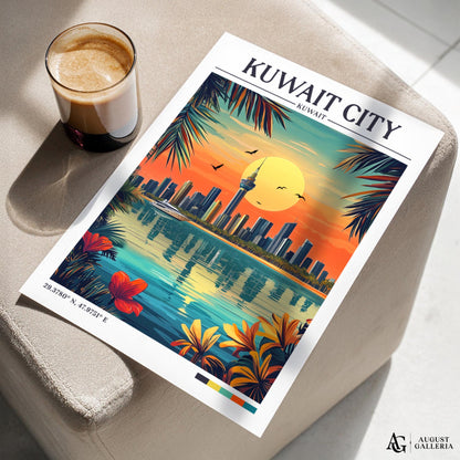 Kuwait City Retro Travel Print