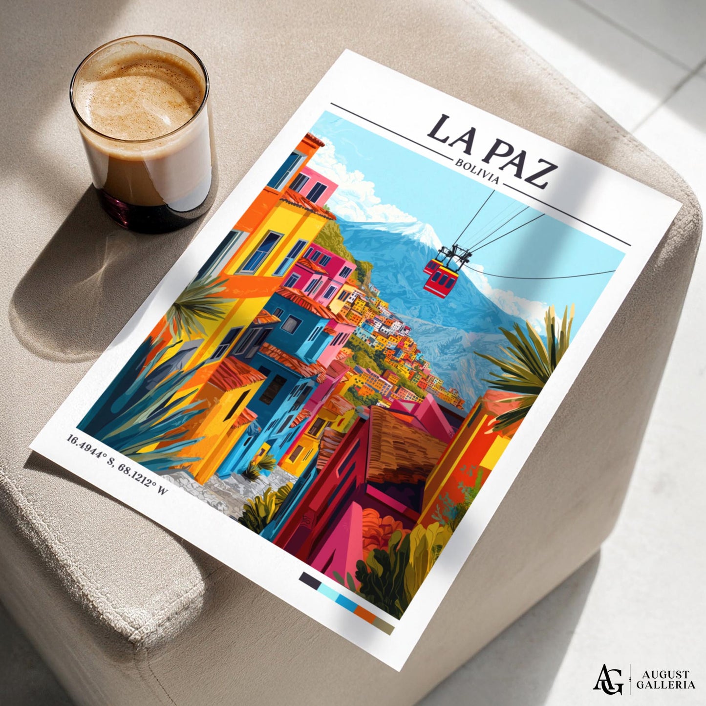 La Paz Bolivia Retro Travel Print