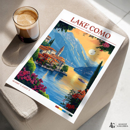 Lake Como Retro Travel Print