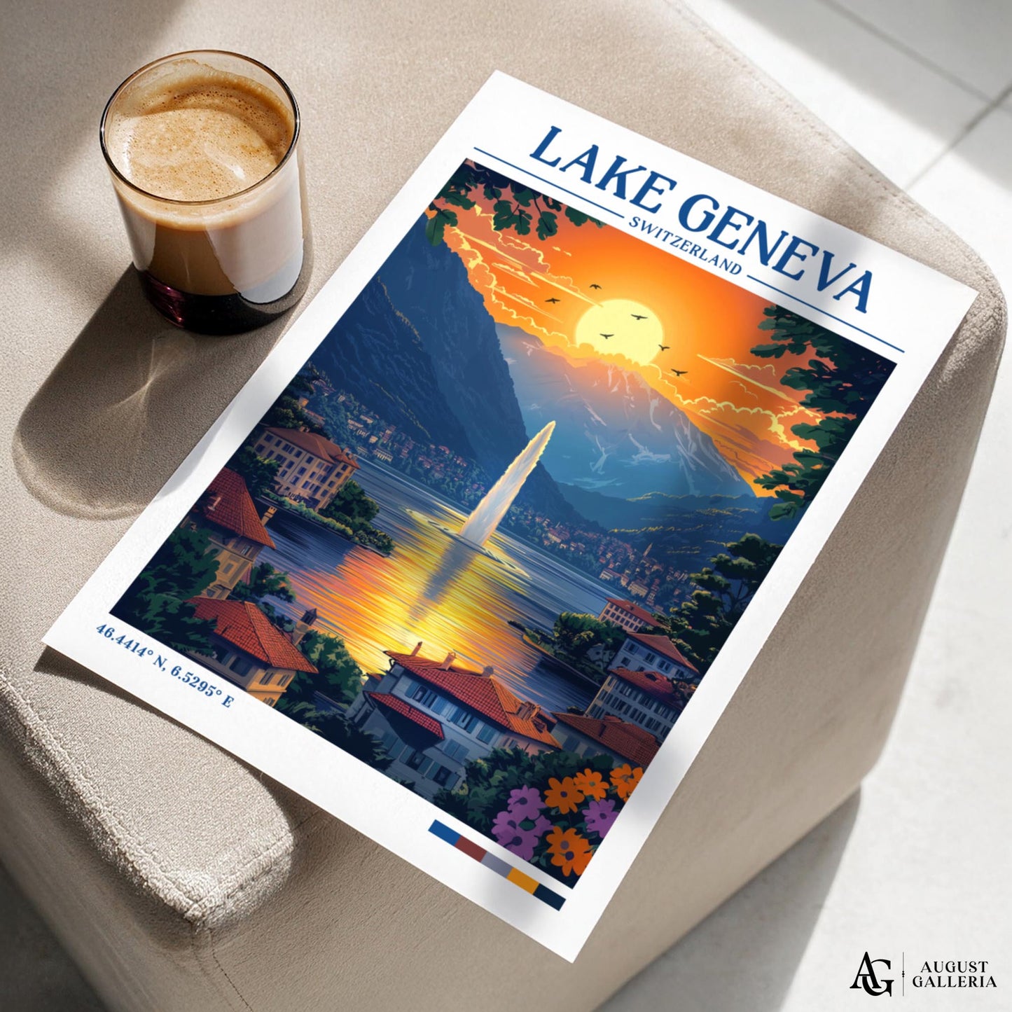Lake Geneva Retro Travel Print