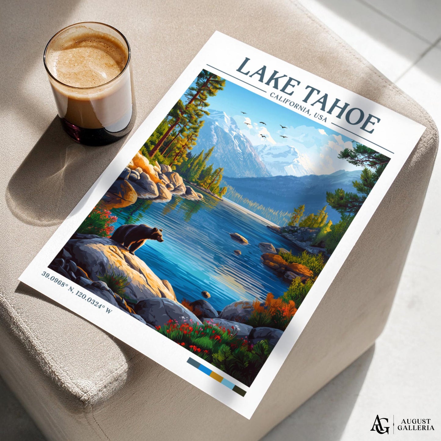 Lake Tahoe Retro Travel Print