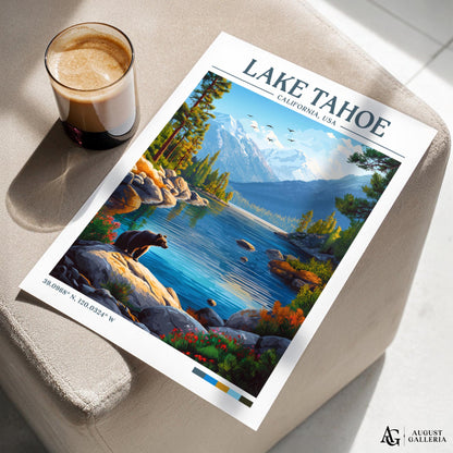 Lake Tahoe Retro Travel Print