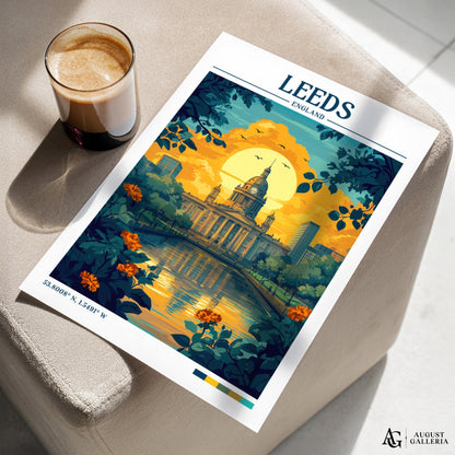 Leeds England Retro Travel Print