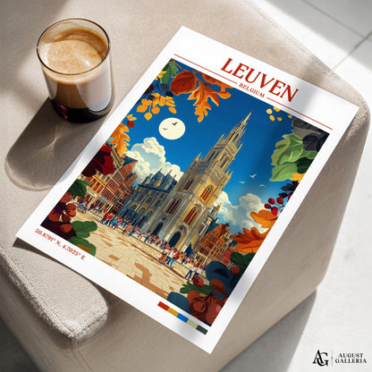 Leuven Belgium Retro Travel Print