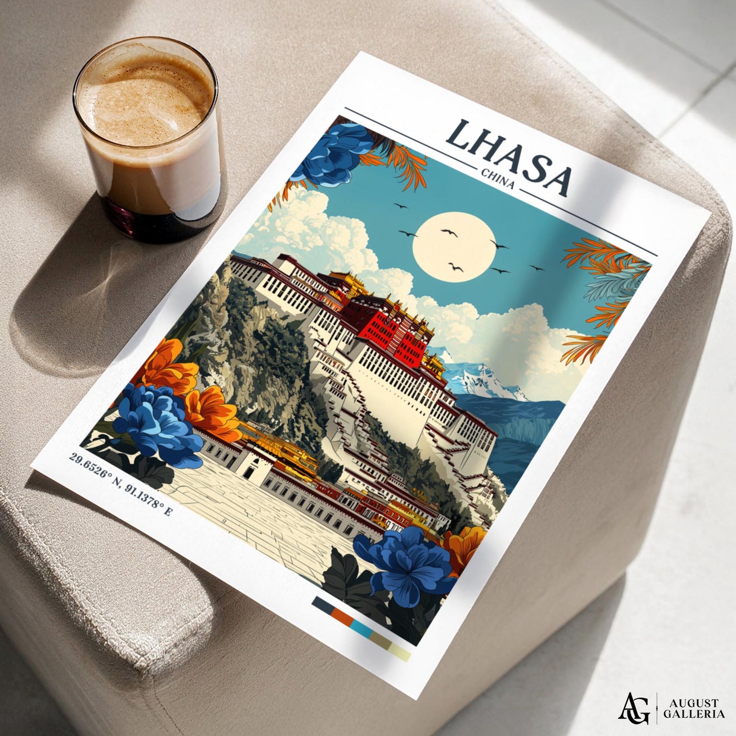 Lhasa China Retro Travel Print