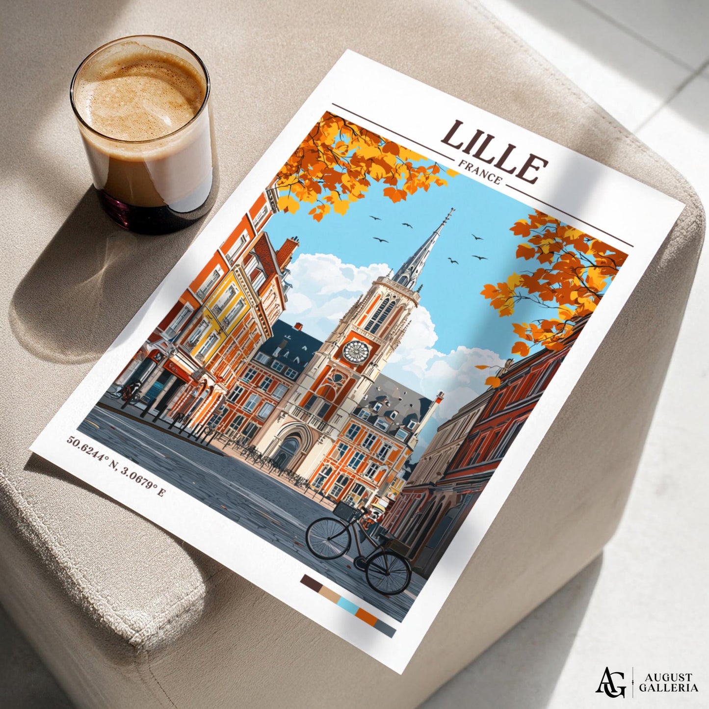 Lille France Retro Travel Print