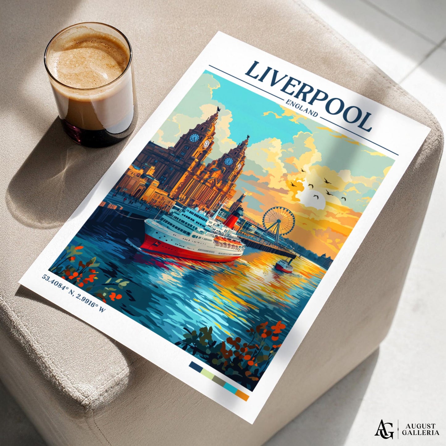 Liverpool England Retro Travel Print