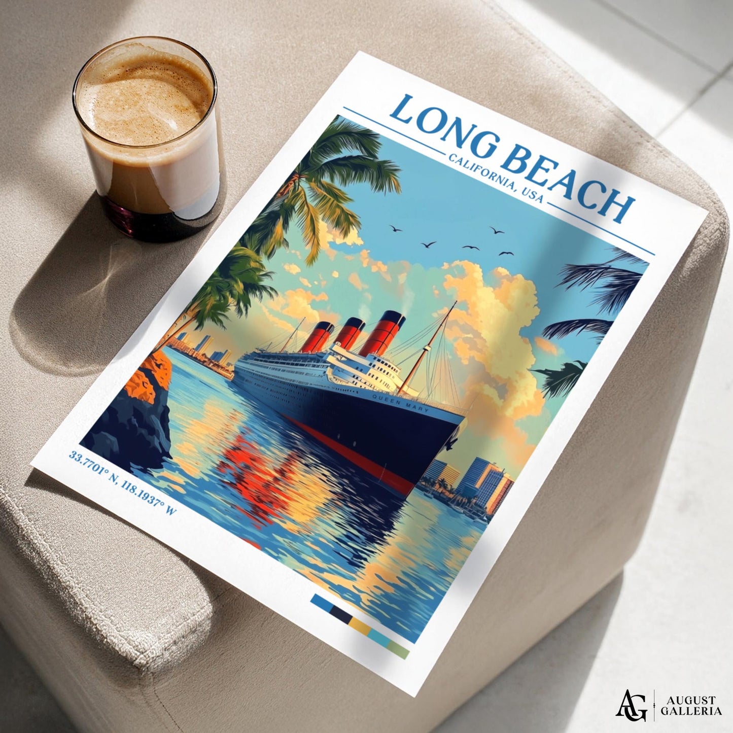 Long Beach California Retro Travel Print