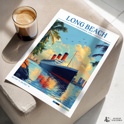 Long Beach California Retro Travel Print