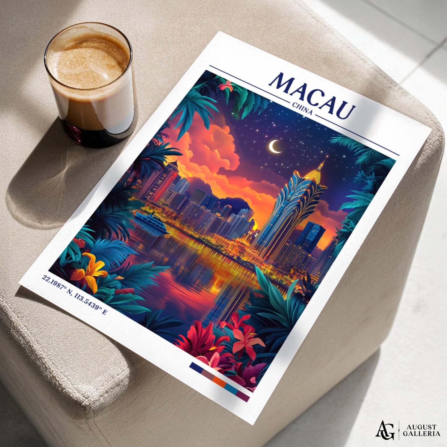 Macau China Retro Travel Print