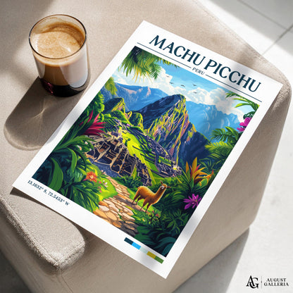 Machu Picchu Retro Travel Print