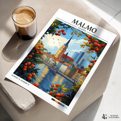 Malmö Sweden Retro Travel Print