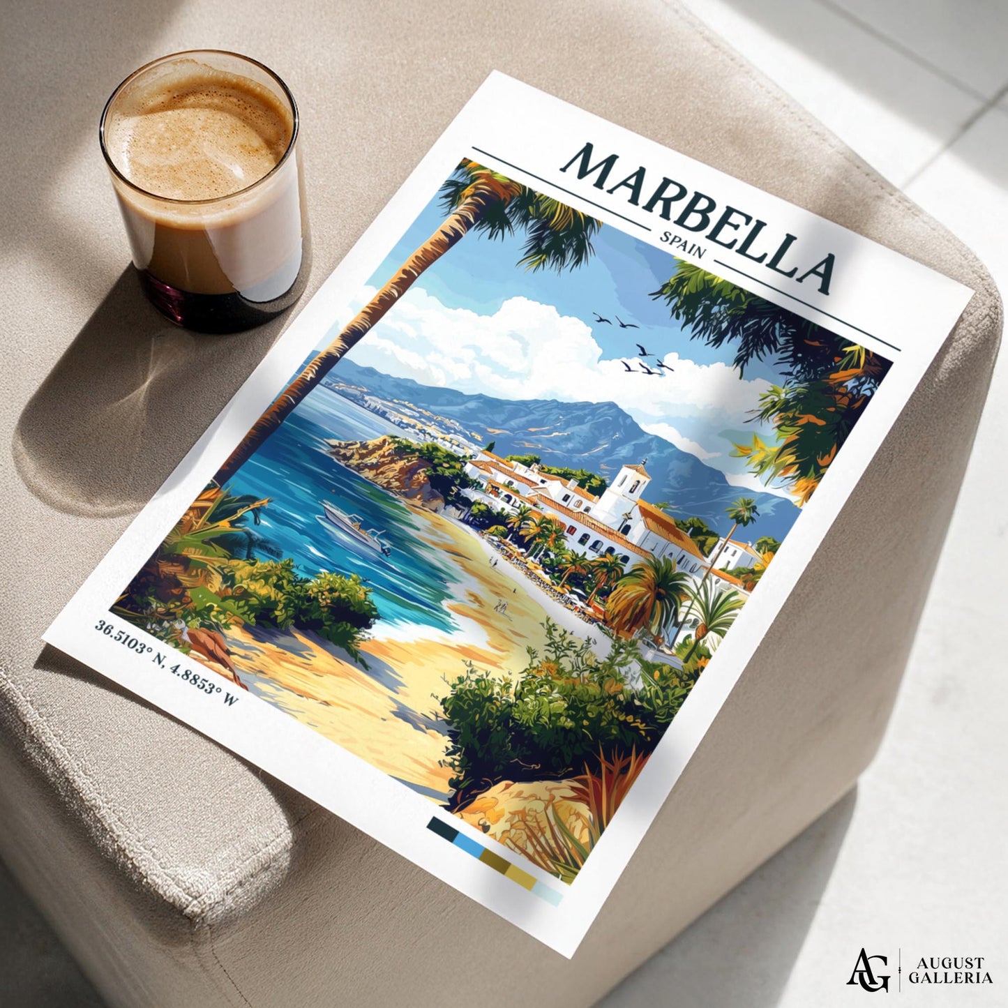 Marbella Spain Retro Travel Print