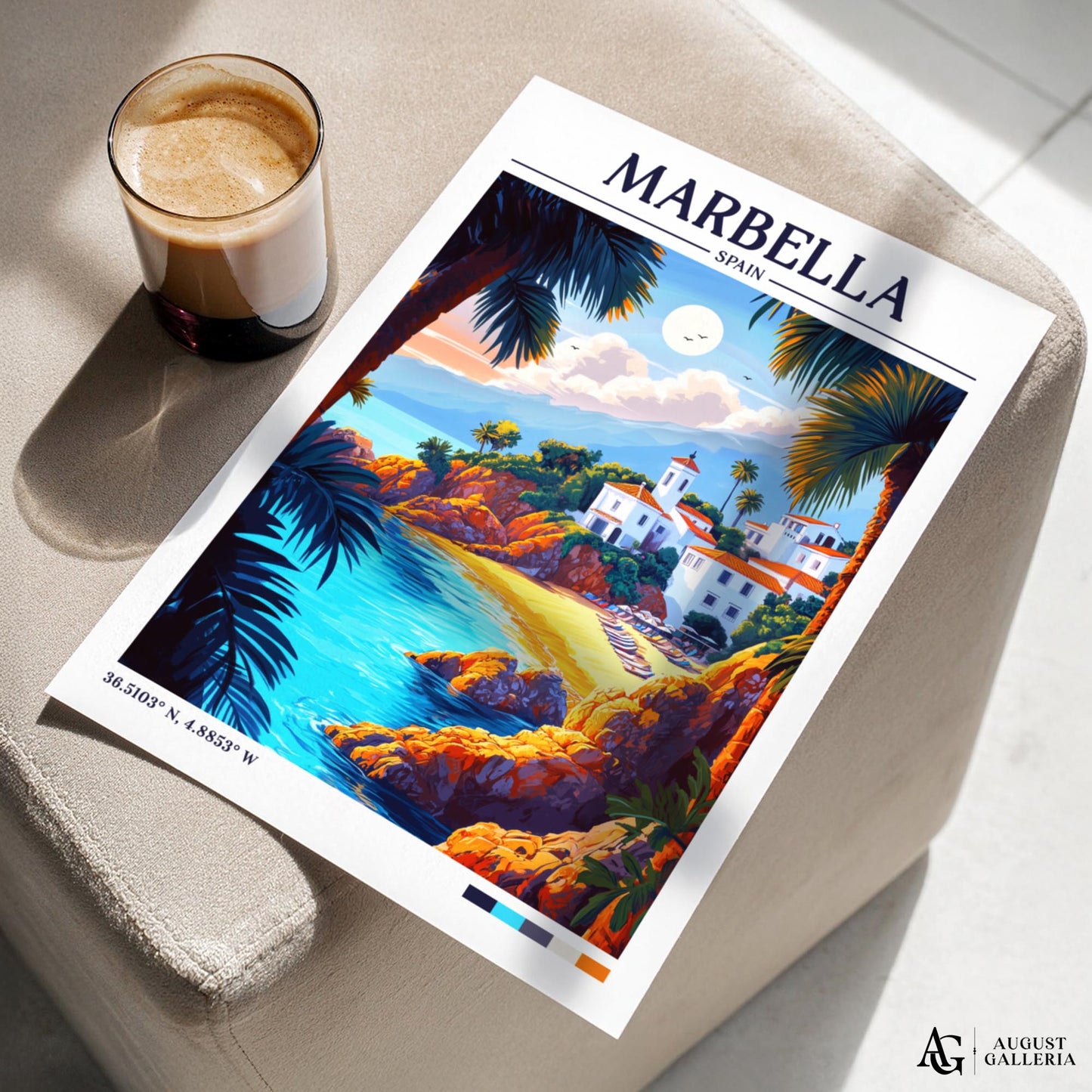 Marbella Spain Retro Travel Print